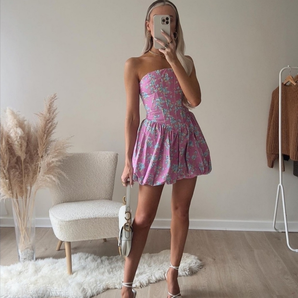 Zara Blogger Favorites Floral Corsetry Inspired Jumpsuit Mini Dress Pink Size S. - Picture 3 of 16